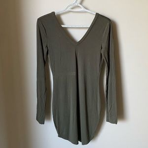 Bodycon V-Neck Longsleeve Navy Green Dress